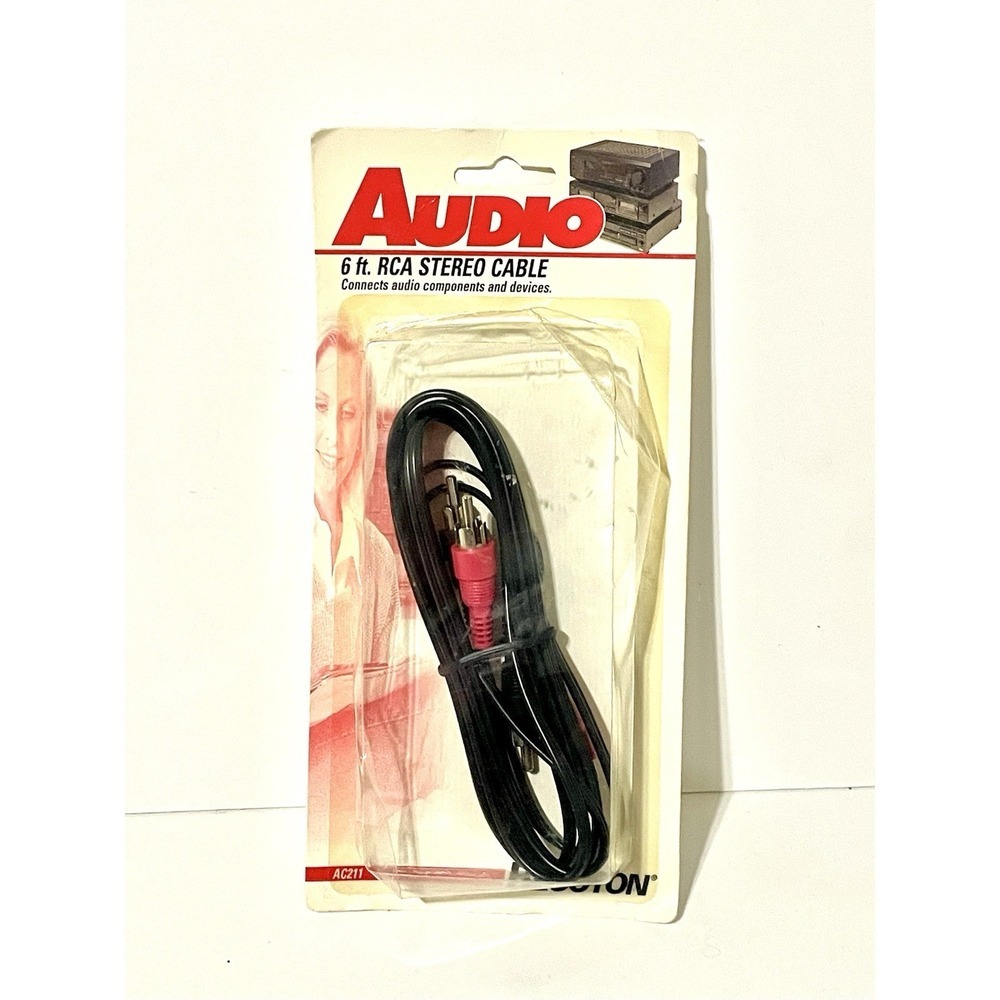 Vintage NEW Recoton Audio Cable 6 ft RCA Plug to RCA Plug AC201 Tuner Amplifier